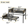 thumbnail image 4 of Full XL over Full XL Metal Bunk Bed/Metal Loft Bed and Metal Platform Beds, with raised security fence, Vintage Wood-colored, 4 of 9
