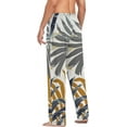 thumbnail image 6 of Men's Pajama Pants with Pockets Sleepwear Lounge Pants Stretch Casual Tropical Summer Golden Palm Leaves, 6 of 7