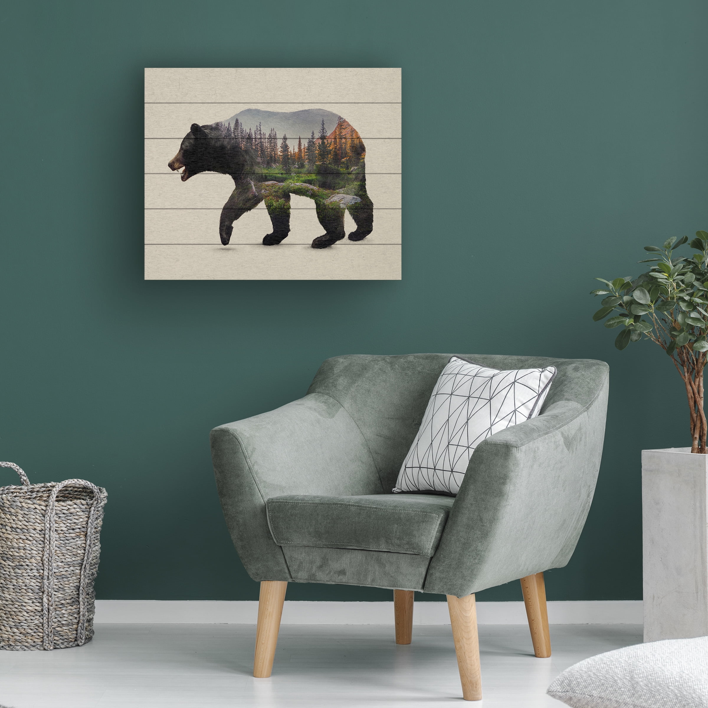 Davies Babies 'The North American Black Bear' Wood Slat Art 18x22