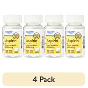 (4 pack) Equate Safety-Coated Aspirin Tablets for Pain and Fever Relief, 325mg, 100 Count