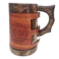 collectiblesBuy Vintage Dollond London 1920 Marked Leather Wrapped Wooden Beer Tankard Antique Hand-carved Mug