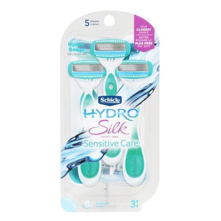 Schick Hydro Silk Razor Disposable Razors for Women with Moisturizing Serum, 3