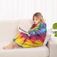 thumbnail image 4 of Colorful Rainbow Tie Dye Spiral Pattern Blanket Hoodies for Kids 6-13YR Oversize Wearable Blanket Hoodies for Boys Girls Teens, 4 of 7