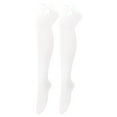 thumbnail image 4 of Tittly Cotton Socks Thigh High Stockings Womens Long Socks Bowknot Pure Color Socks Thigh High Socks Over The Knee Socks Festival Christmas Socks for Women Slouch Socks White One Size, 4 of 4