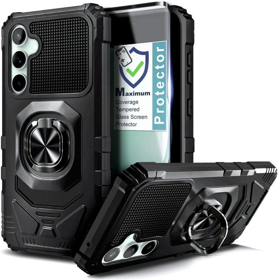 Nagebee Military Armor Series Cell Phone Case with Screen Protector for Samsung Galaxy S23 FE, Black