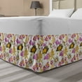 thumbnail image 1 of Garden Bed Skirt, Natural Theme Various Plants Pattern Along a Bird Colorful Flowers, Elastic Bedskirt Dust Ruffle Wrap Around for Bedding Decor, 4 Sizes, Dark Magenta and Multicolor, by Ambesonne, 1 of 2