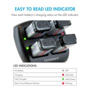 Tenergy TN294 9V Li-ion Battery Charger And 8 Pack 9V Li-ion Rechargeable Battery