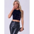 thumbnail image 4 of DARING DIVA Women's Sparkle Glitter Sleeveless Club Crop Tank Top XS Blue Purple, 4 of 6