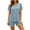 Blue, variant on Antinious Women Solid Crewneck Short Sleeve Night Shirts Elastic Waist Sleep Shorts Versatile Pajama Set