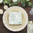 Efavormart 20 Pack White Sage Green Floral Print Paper Beverage Napkins ...