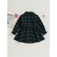 thumbnail image 4 of Wassery Toddler Girls Fall Dress Long Sleeve Lapel Button Plaid Print A-line Dress 6M 12M 18M 24M 2T 3T 4T Infant Baby Girls Clothes, 4 of 8