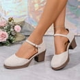 thumbnail image 6 of Miluxas Fashion Women Casual Round Head Sandals Comfy Casual High Heels Shoes A-White 6.5(38), 6 of 9