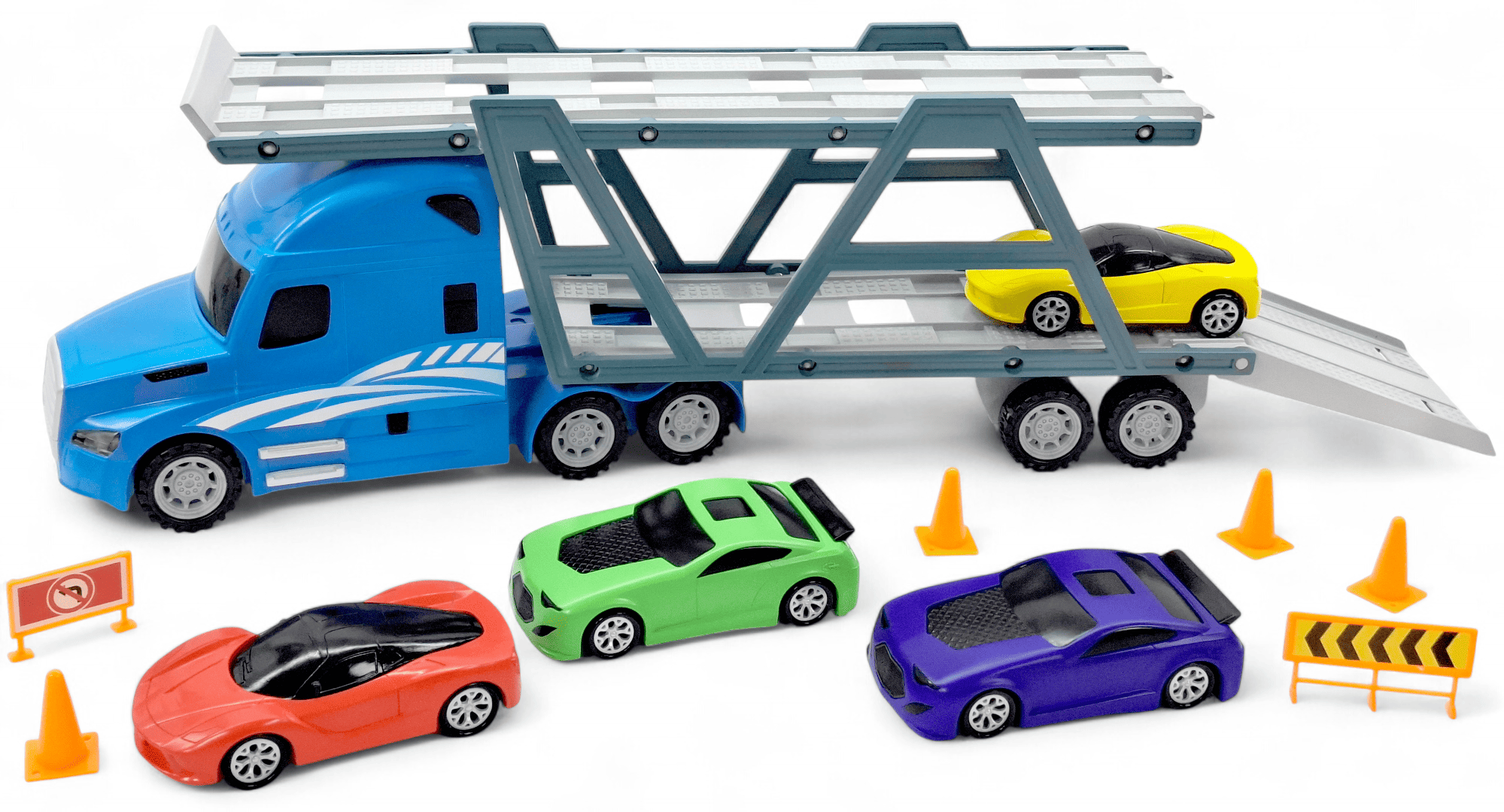 Adventure Force Big Rig Transporter Toy Truck Play Set β 12-Piece Carrier with Cars & Accessories