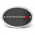 thumbnail image 2 of Dodge 3D Logo on Carbon Fiber Look Oval Billet Aluminum 2 inch Tow Hitch Cover, 2 of 6