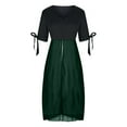 thumbnail image 4 of Wycnly Formal Dresses for Women Short Sleeve V-Neck Color Patchwork Summer Long Dresses Cold Shoulder Party Prom A Line Plus Size Dress Green L, 4 of 7