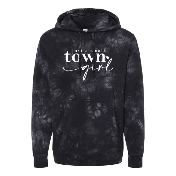 Trenz Shirt Company Womens Just A Small Town Girl Heart Tie-Dye Hoodie-Black-large