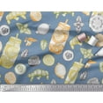 thumbnail image 2 of Soimoi polyester Crepe Fabric Lemon Slice Jar,Cucumber & Ginger Vegetable Printed Fabric 1 Yard 42 Inch Wide, 2 of 3