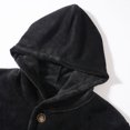 thumbnail image 5 of Men's Fleece Plush Loungewear Sets Bottoms Botton up Casual Jogging Gym Suit Jacket Black M, 5 of 6