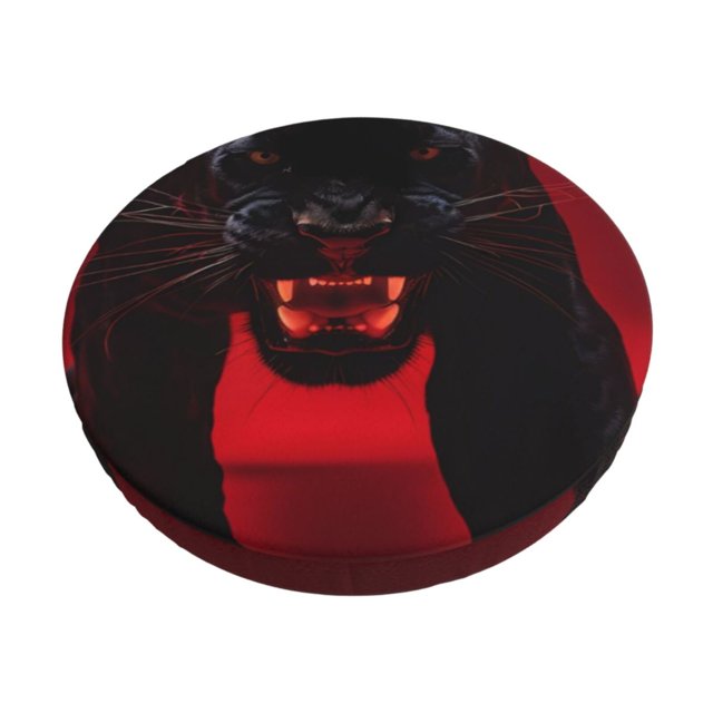 Balery Black Panther Red Background Fundas de asiento para taburete de bar redondo de tela de terciopelo ajustables que protegen de arañazos y manchas para sillas de 14 a 17 pulgadas.-13 inch
