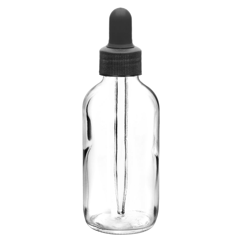 Dropping Bottle, 100ml (3.3oz) Transparent Soda Glass Screw Cap with Glass Dropper & Rubber
