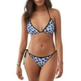 thumbnail image 1 of KLL Ensemble Bikini Imprimé Fleurs Encre Bleue pour Femmes, String Deux Pièces Haut Licou Triangle Ensemble Bikini avec Bas Aguichant Maillot de Bain, 1 of 6