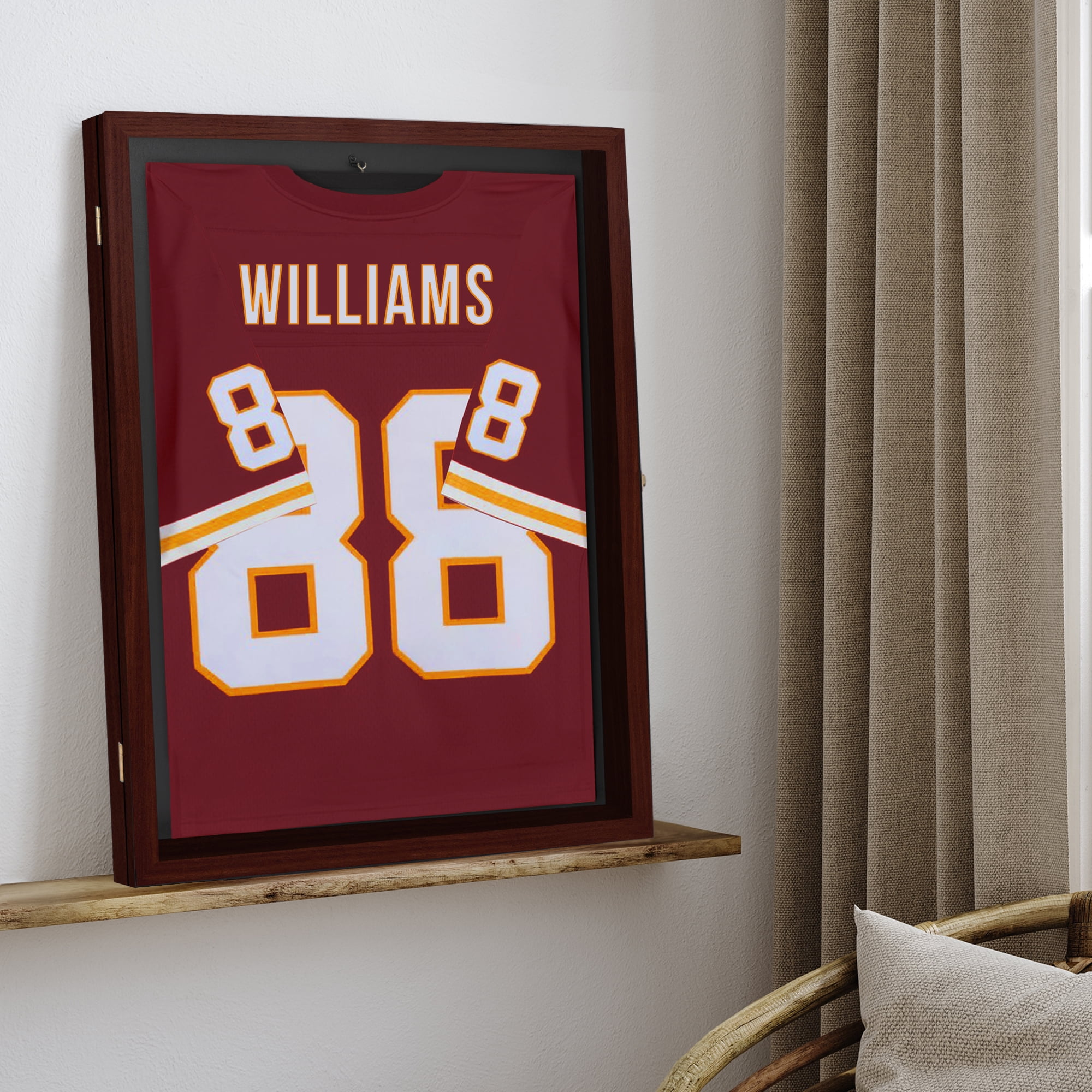Americanflat 23x31 Shadow Box Frame with Plexiglass Jersey Display Case Lockable Hanger All Star - Mahogany