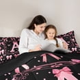 thumbnail image 4 of Manfei Black Pink Bownot Twin Comforter Sets,Girls Personalized Letter A Bedding Set,Black Reversible,2 Pieces,1 Comforter and 1 Pillowcase, 4 of 7