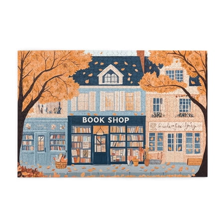 1000 PCS 1000 Piece Jigsaw Puzzles Fall Book Shop Funny Artwork For Adults Family Leisure Stress Relief And Entertainment Modern Art Wooden Puzzle For Adults Gift Suitable Family Friends