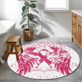 thumbnail image 3 of Small Round Rug 3Ft Washable Non-Slip, Pink Ribbon Circle Area Rugs for Living Room Bedroom, Wings Romantic Love Heart Flowers Vintage Indoor Floor Mats Carpet Runner for Home Decor, 3 of 8