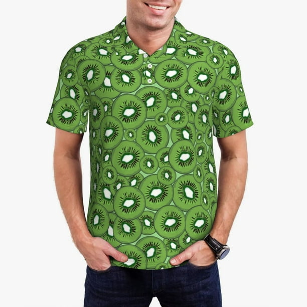 Balery Kiwi Fruit Camisa Polo de Hombre con Estampado, de Manga Corta y Tejido Medio, Camisa Tipo Golf Polo-4X-Large