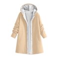 thumbnail image 3 of Women's Windproof Ski Jacket Warm Winter Snow Hooded Coat,Fleece Lined Open Front Button,Oversized Loose Solid Outerwear with Side Pockets, 3 of 6