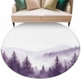 thumbnail image 2 of Purple Mist Forest Large Round Rug 8 FT, Non Slip Living Room Area Carpet, Simple Trees Mountains Landscape Washable Soft Circle Rug Non-Shedding Floor Carpet for Bedroom Office Dining Room, 2 of 9