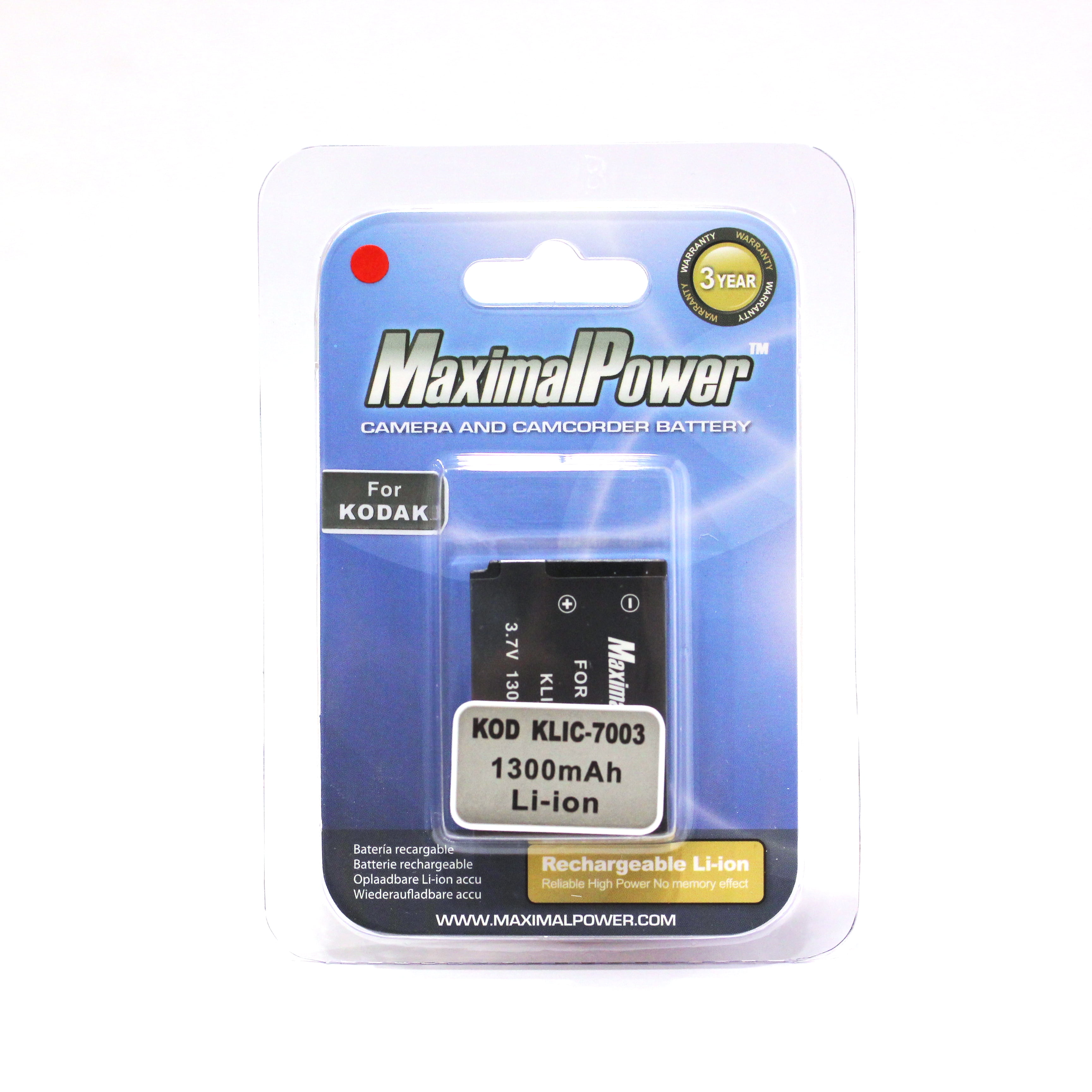 Maximalpower for Kodak KLIC7003 Battery, Fits GE GB40 & Kodak
