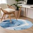 thumbnail image 4 of Small Round Rug 3Ft Washable Non-Slip, Blue Marble Circle Area Rugs for Living Room Bedroom, Summer Ocean Wave Blue Ombre Indoor Floor Mats Carpet Runner for Home Decor, 4 of 8