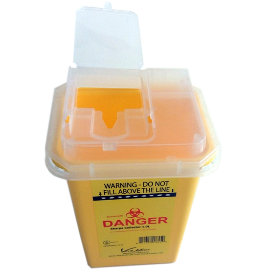 Sharps Container 1.0 Litres, Yellow Color