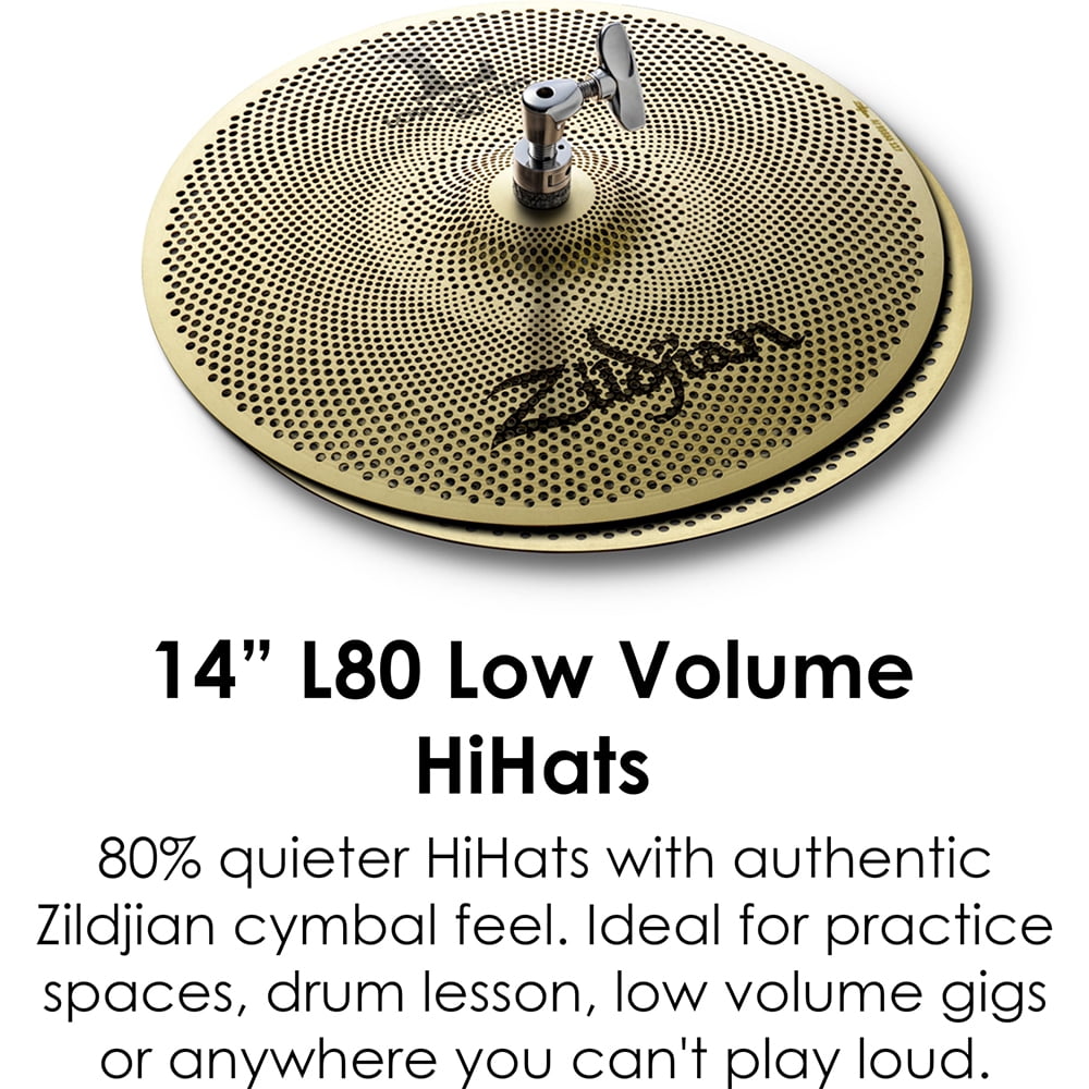 Zildjian L80 Low Volume Cymbal Pack with Hi-Hats, Crash, and Crash Ride
