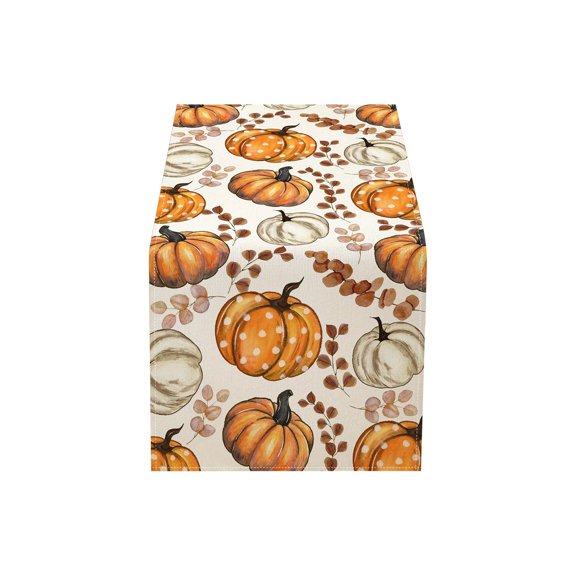 Kojanyu Thanksgiving Linen Table Runner Festive Holiday Table Cover, Decorative Tablecloth for Dining Table Home Party Decoration