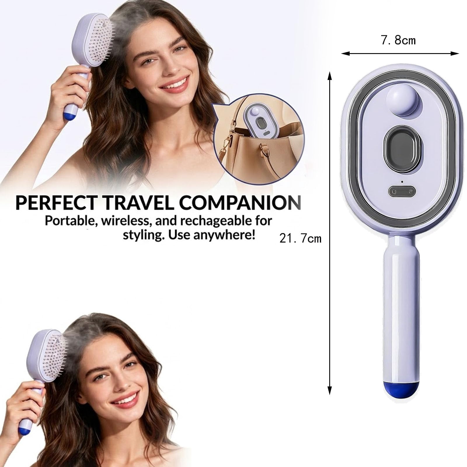 5 in 1 Air Cushion Brush, 5 in 1 Air Cushion Hair Brush, Electric Spray Air Cushion Massage Comb with Mist Spray, Rechargeable Detangling Hair Brush