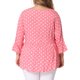 thumbnail image 3 of GRACE & GRANDEUR Blusas de mujer de talla grande con mangas 3/4, cuello en V, dobladillo peplum, lunares, estilo babydoll, 3X, blanco y marrón, 3 of 6