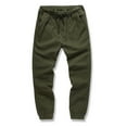 thumbnail image 2 of QATAINLAV Mens Cotton Hiking Work Pants Casual Drawstring Bottoms Elastic Cuffed Joggers Pants Solid Color Multi Pockets Cargo Pants Army Green L Holiday Sales, 2 of 9