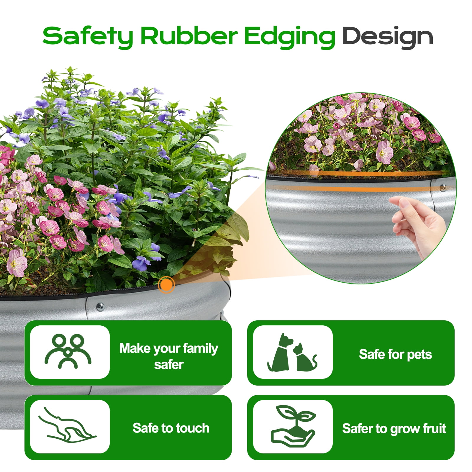 Aoodor 9" Tall 30" Metal Raised Garden Bed Kit, Outdoor Round Planter Box for Vegetables, Flowers, Herbs, Silver