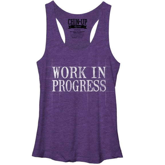 Women's CHIN UP Work in Progress Racerback Tank Top Purple Heather Medium