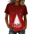 thumbnail image 2 of KICILVS Christmas Blouses for Women Xmas Tree Graphic Short Sleeve Round Neck Top Cute Holiday Tee for Festive Events, 2 of 6