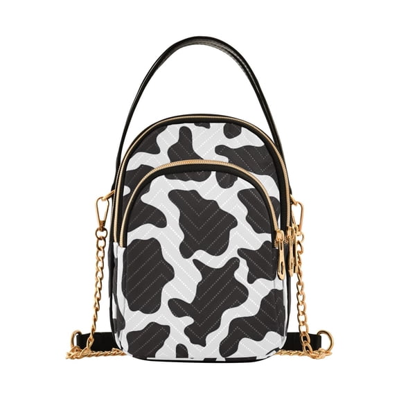 Black White Cow Print Pattern Women's Crossbody Handbags Leather Crossbody Bags Fanny Pack Chest Bag for Travel