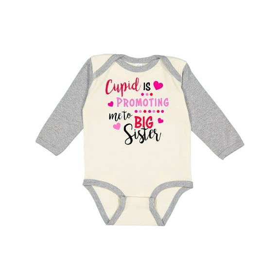 Inktastic Cupid is Promoting Me to Big Sister Girls Long Sleeve Baby Bodysuit