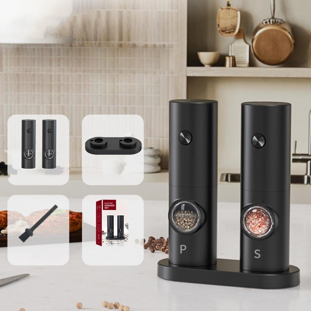 2 Pcs Electric Pepper Grinder Set Electric Salt and Pepper Grinder Automatic Pepper Mill Battery-Powered