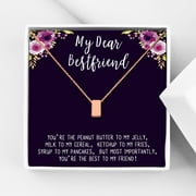 Anavia Best Friend Necklace, Friendship Jewelry, Best Friend Gifts, Gift for Friend, Birthday Gift, Christmas Gift for Her, Cube Pendant Necklace with Wish Card -[Rose Gold Charm]