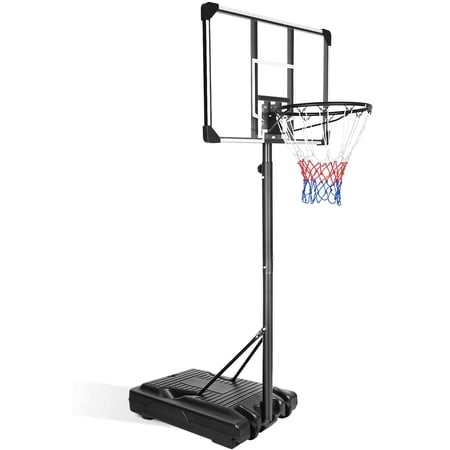 Portable Basketball Hoop 6.2-8.5ft Height Adjustable with 35.4Inch Transparent Backboard & Wheels for Youth Teenagers Outdoor Indoor Basketball Goal Game Play