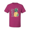 thumbnail image 2 of Wild Bobby, Pineapple Stand Tall Wear Crown And Stay Sweet Inside Arty Inspirational Pop Culture Men's Graphic T-Shirt, Fuschia, 5XL, 2 of 3