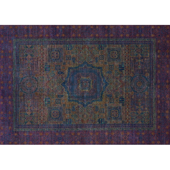 Ahgly Company Indoor Rectangle Abstract Light Blue Modern Area Rugs, 3' x 5'